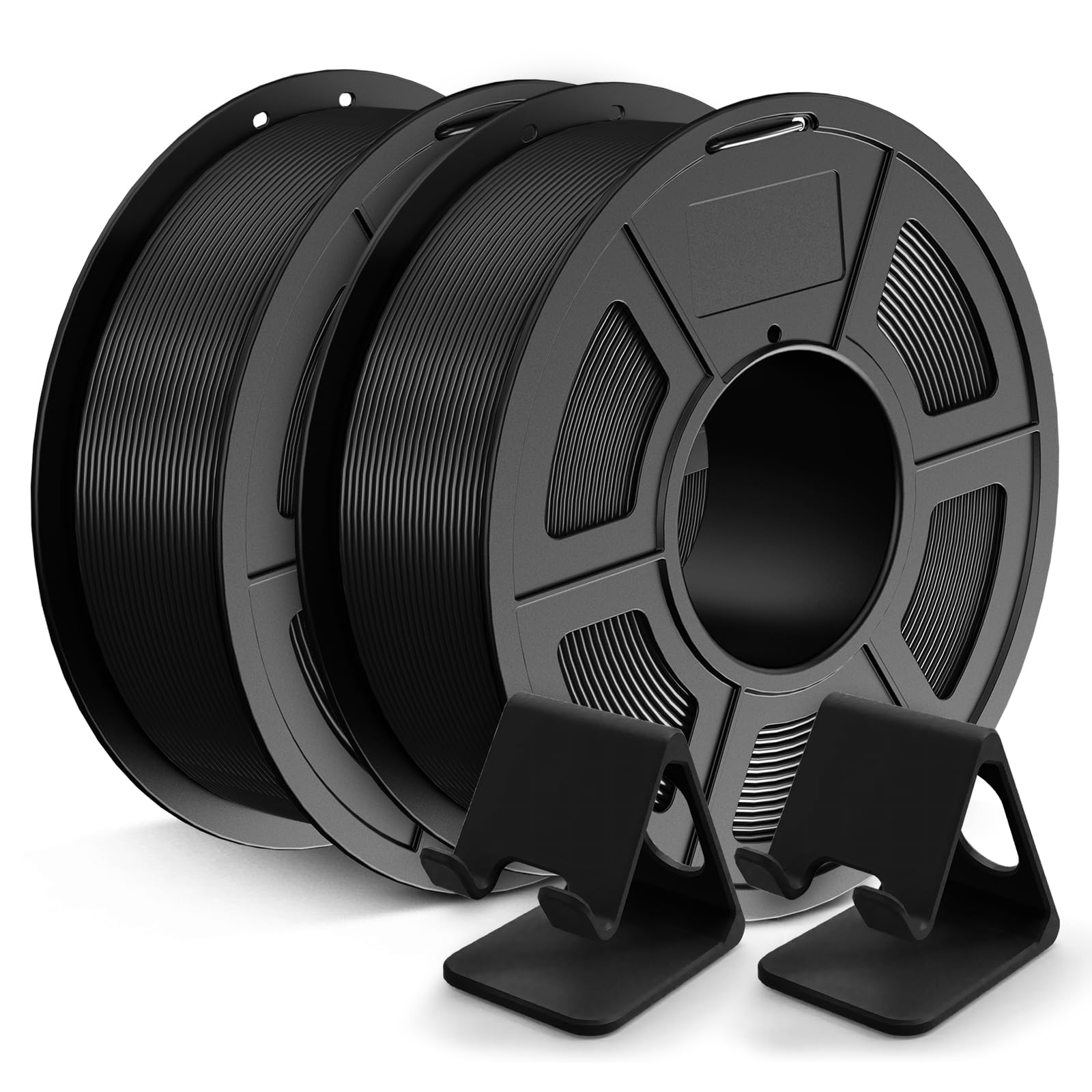 JAYO PLA 3D Printer Filament, 3D Printing PLA Filament 1.75mm, Dimensional Accuracy +/- 0.02mm, Neatly Wound Filament, 1.1KG Spool, 2 Individual Vacuum Packs, PLA 2.2KG Total, Black+Black