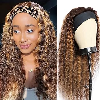 Amazon.com : XSY Deep Wave Headband Wig Human Hair Highlight Ombre