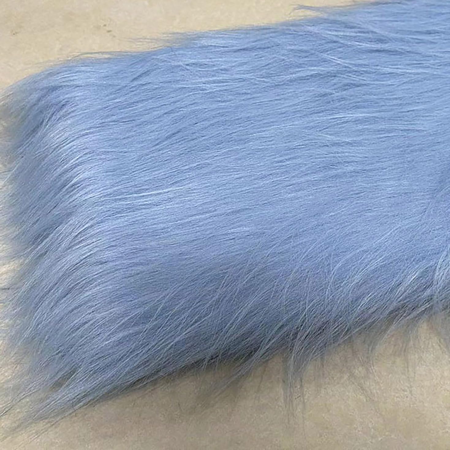 Long Pile 12cm Faux Fur Fabric Fluffy Furry Plush Material for Gnomes Beard Santa Claus Hair Christmas Decoration Dwarf Cosplay Costume DIY Craft 50 Colors(Size:50x50cm,Color:Sky Blue)