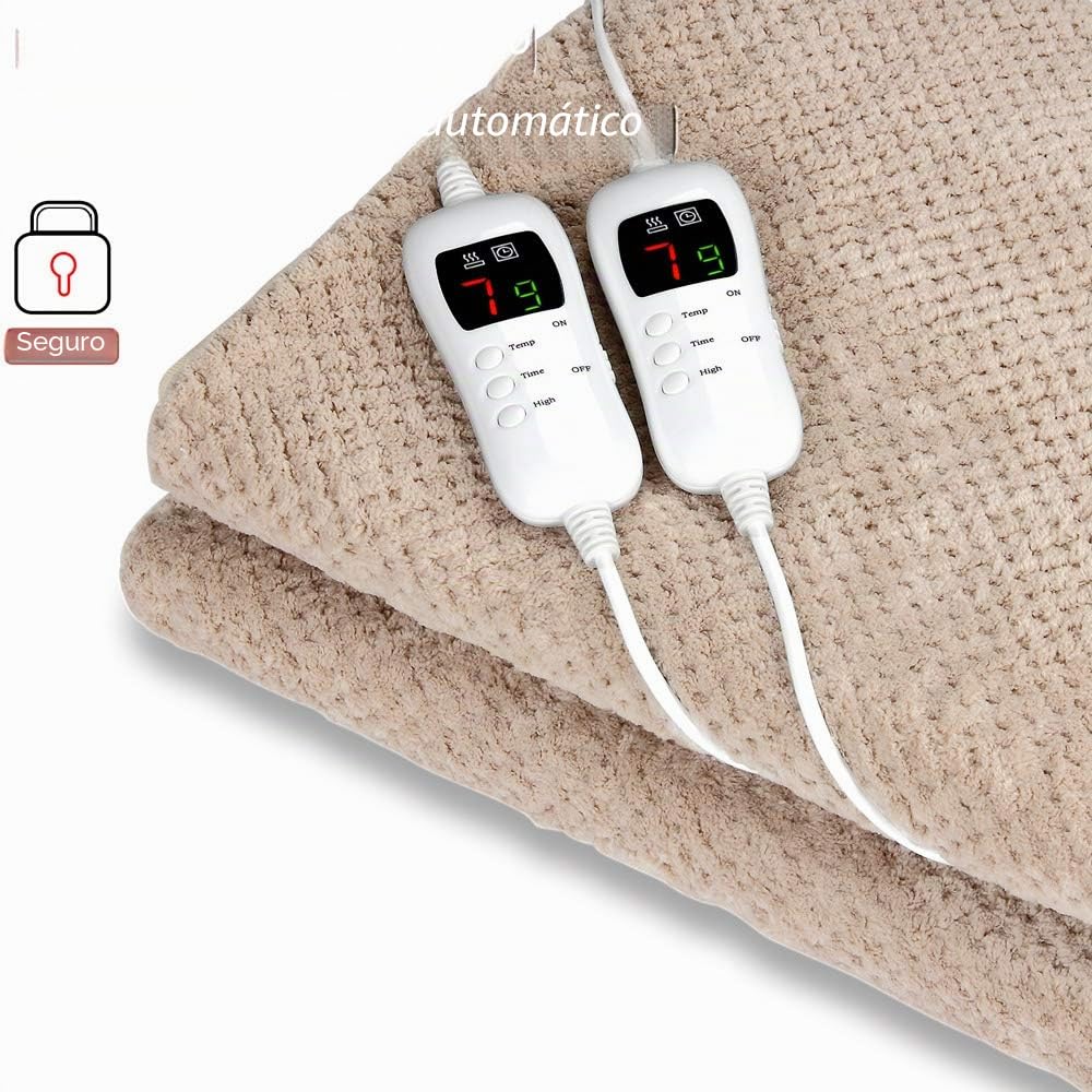 Monzana Manta Eléctrica Doble 160x140cm 120W Calienta Camas Temporizador 5 Niveles de Calor 2 Zonas