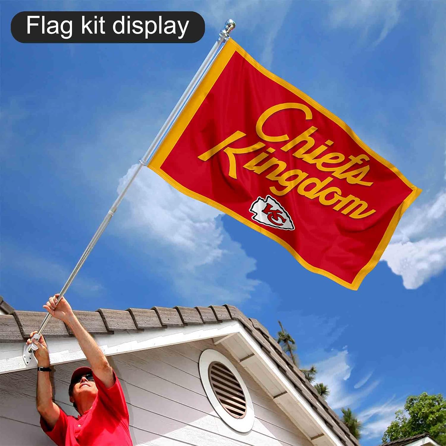 Kansas City Chiefs Chiefs Kingdom Flag Pole and Bracket Mount Kit