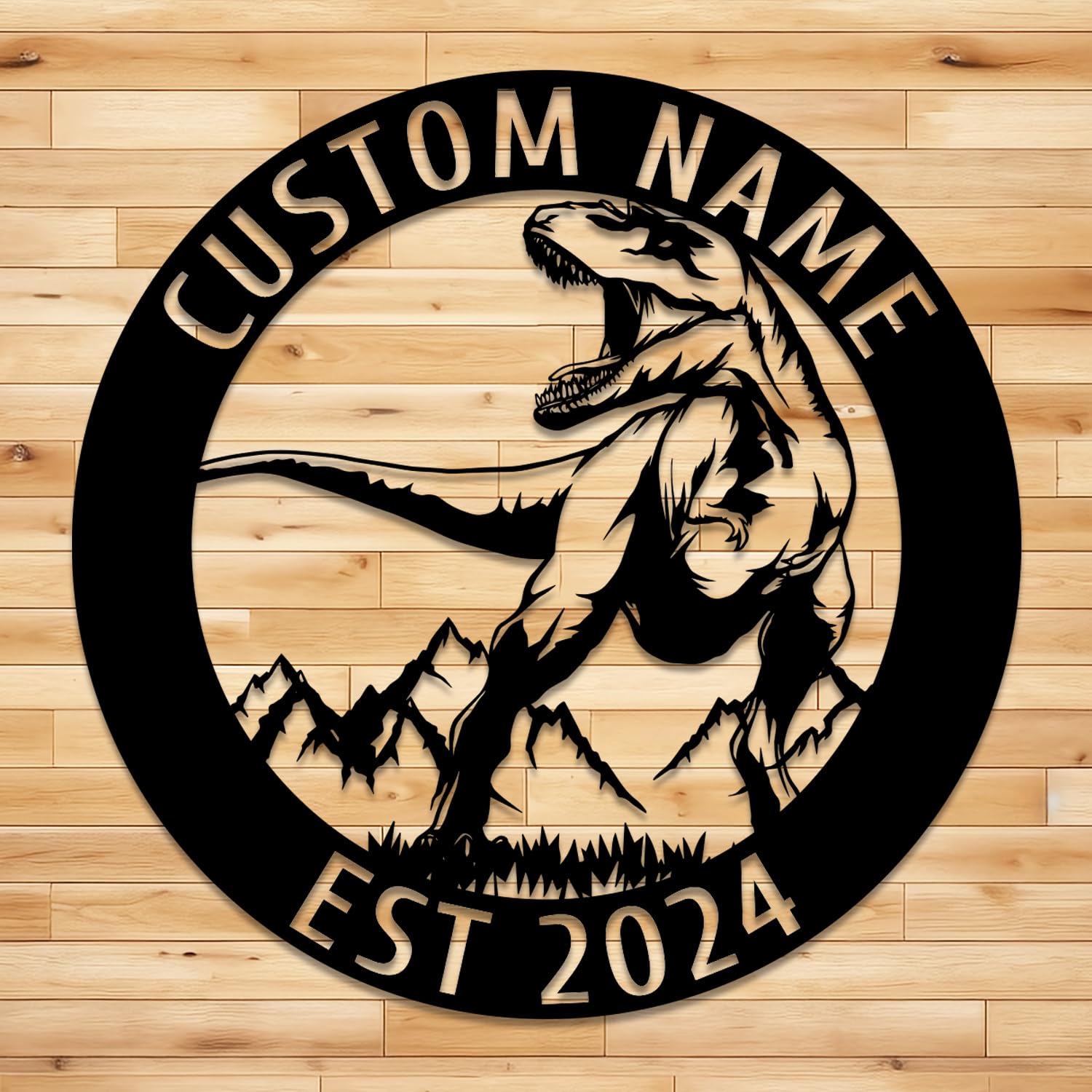 Custom Triceratops Dinosaur Metal Wall Art,Custom Dinosaur Name Sign,Personalized Jurassic Cretaceous Dino Name Sign Home Decor Kid Nursery Decoration,Gift for Kids (Dinosaur B)