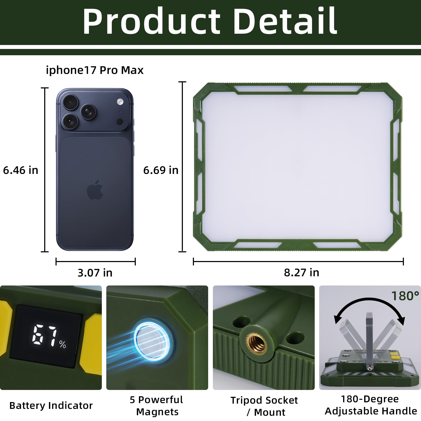 Linterna recargable de luz de camping para cortes de energía, artículos esenciales de camping impermeables con 5 bases magnéticas, 3000 lm, 6 modos, luces de emergencia para fallo de energía en el