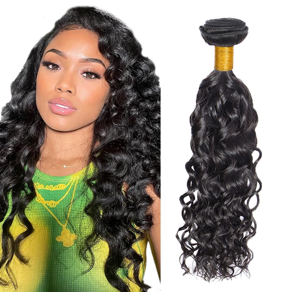 Lakaisa #1B Natural Black Color Bundles Human Hair Water Wave Weave 1 Bundle 100g 32 Inch Unprocessed Glueless Virgin Double Weft Weave Human Hair Extension
