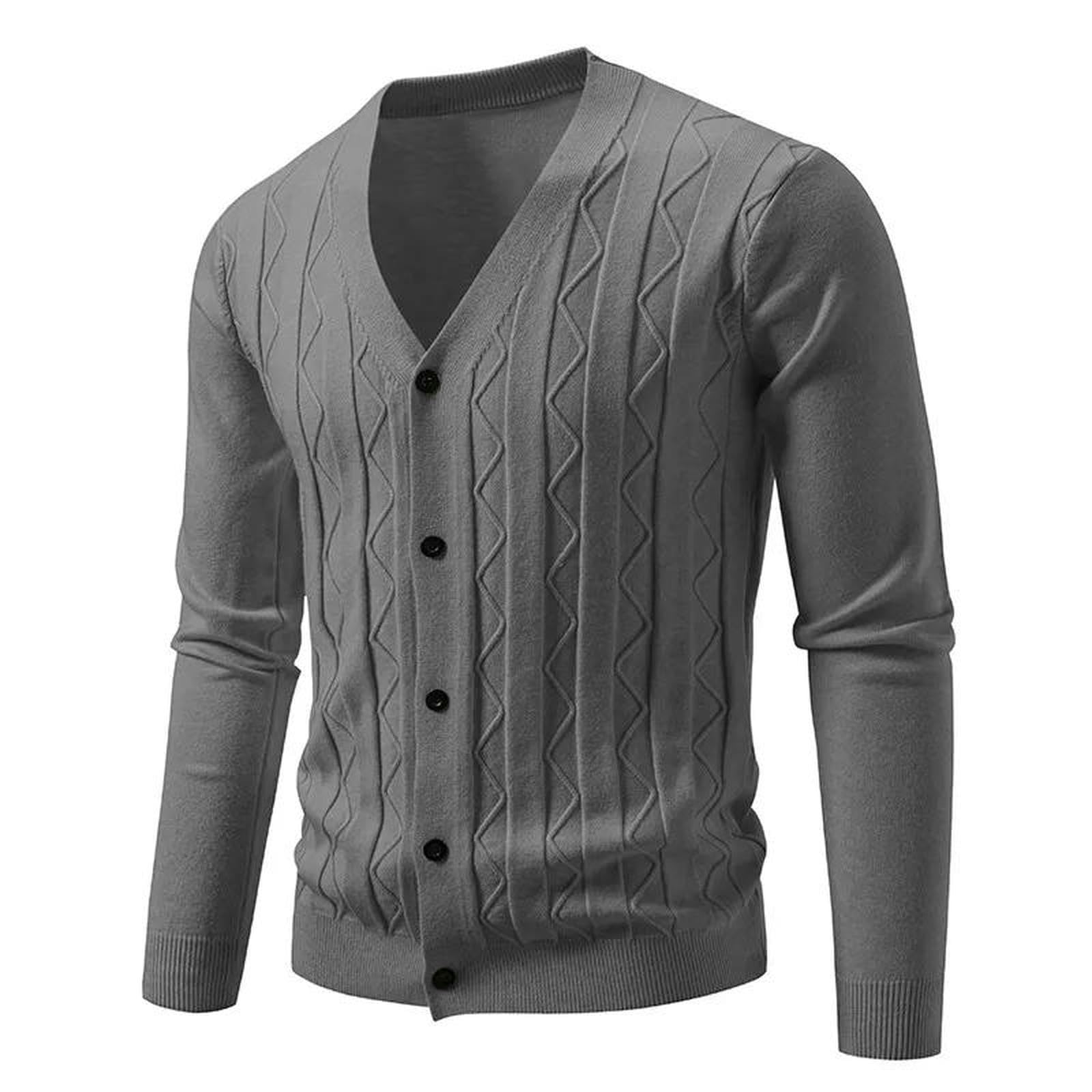 Męski sweter z dzianiny Smart Casual Sweter z dzianiny z dekoltem w serek Slim Męska odzież wierzchnia lekka kawa-m