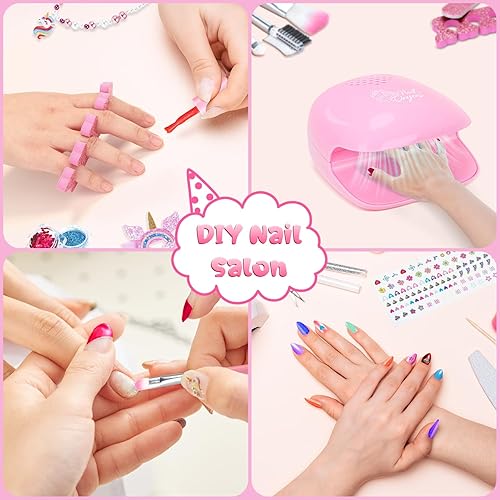 Miniatura 6 de PERRYHOME Kit de maquillaje infantil para niña, juego de cosméticos lavables reales de unicornio, juguetes de maquillaje no tóxicos, juego de uñas