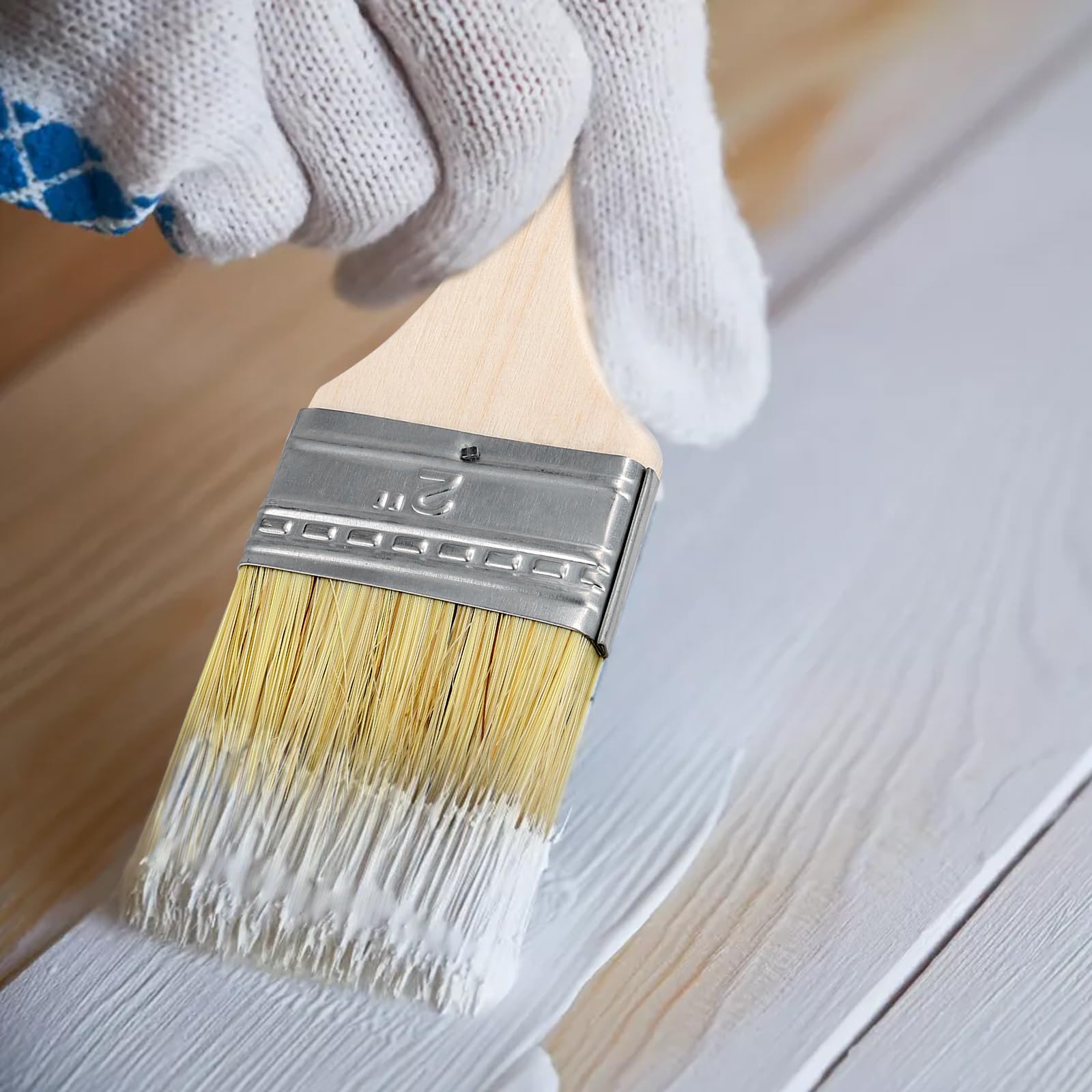 60 Pinceles Planos de 45 mm, Mango de Madera, Cerdas Sintéticas para Pintura Acrílica, Acuarela, Óleo, Barniz y Pegamento - Juego Completo para Artistas y Bricolaje
