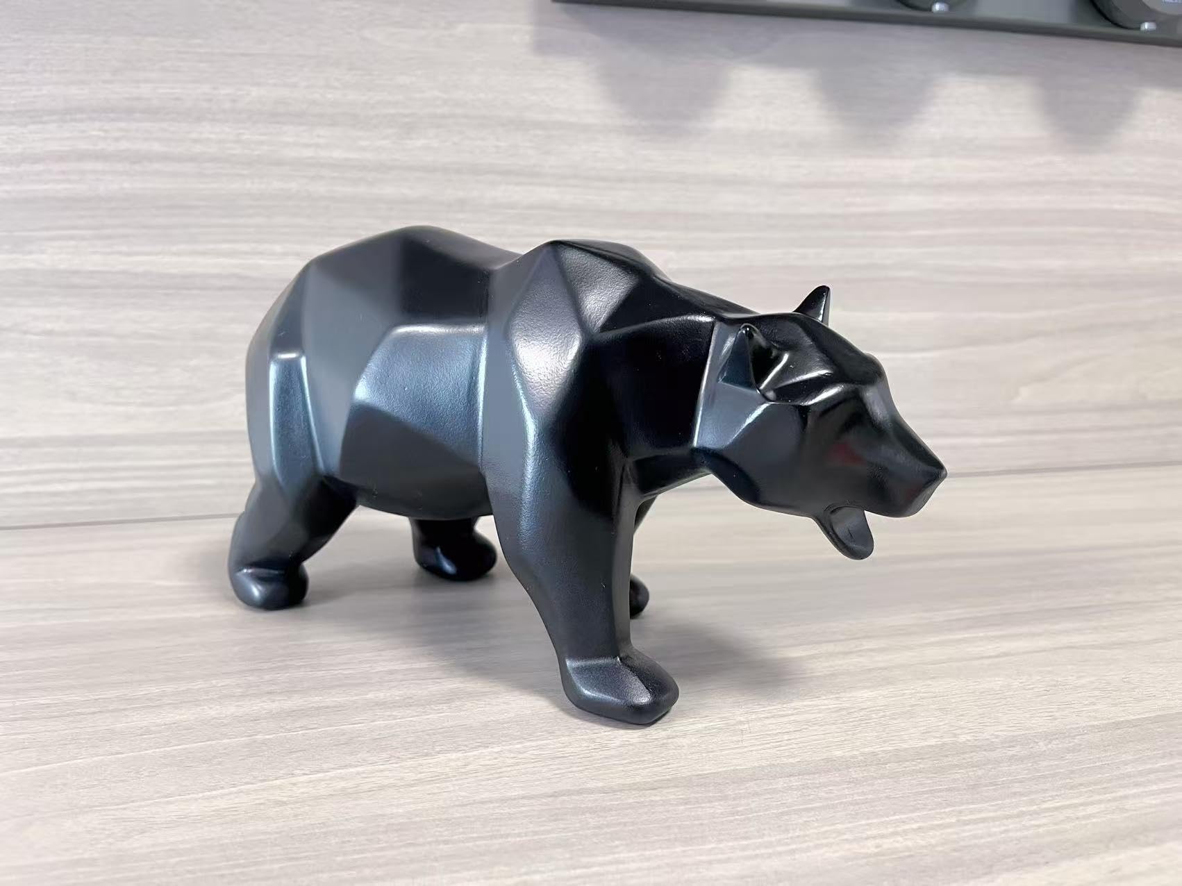 Abstrakte Skulpturen, Heimdekoration, Tierfiguren, geometrische Oberfläche, Statuen (Schwarzbär)