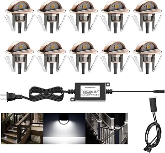LED Deck Light IP67 Cool White Bronze Step Stair Pathway 10 Kit