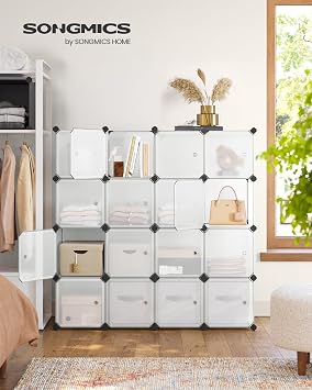 Songmics 16 Cube DIY Shelf System Wardrobe with Plastic Door