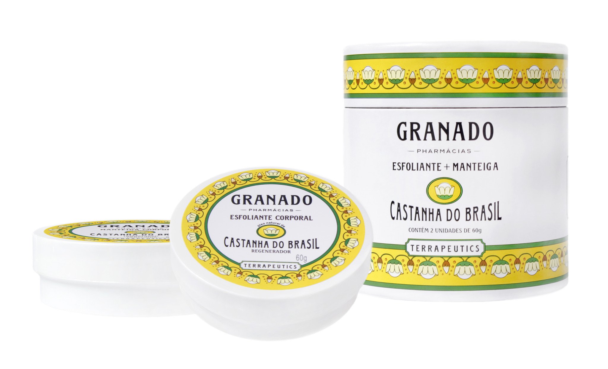 GranadoLinha Terrapeutics - Kit Esfoliante e Manteiga Castanha (2 x 60 Gr) - ( Terrapeutics Collection - Brazilian Nut Body Butter and Exfoliating Set (2 x Net 2.1 Oz))