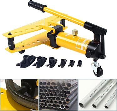 Manual Hydraulic Pipe Bender Tube, Multifunction Heavy Duty Bending Machine, with 6 Dies, Working Range 13-34mm, Two-Speed Adjustment, One-Time Molding, for Piping Construction