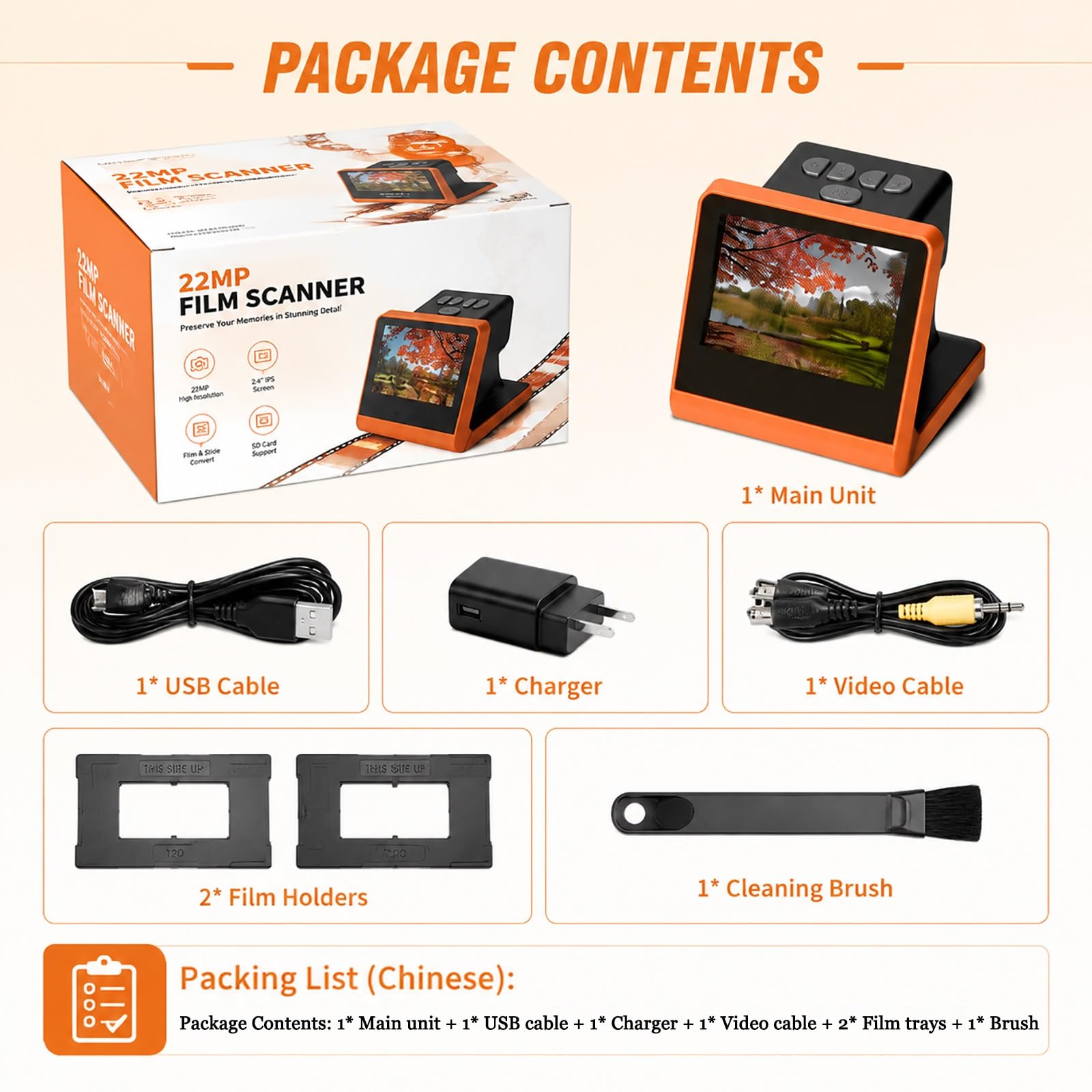 Diascanner, multifunktionaler Vintage-Film-zu-Digital-Konverter, | Integrierter SD-Speichersteckplatz, 5-Zoll-LCD-Display, direkter HDMI-TV-Ausgang, Digitalisierung alter Dias und Negative