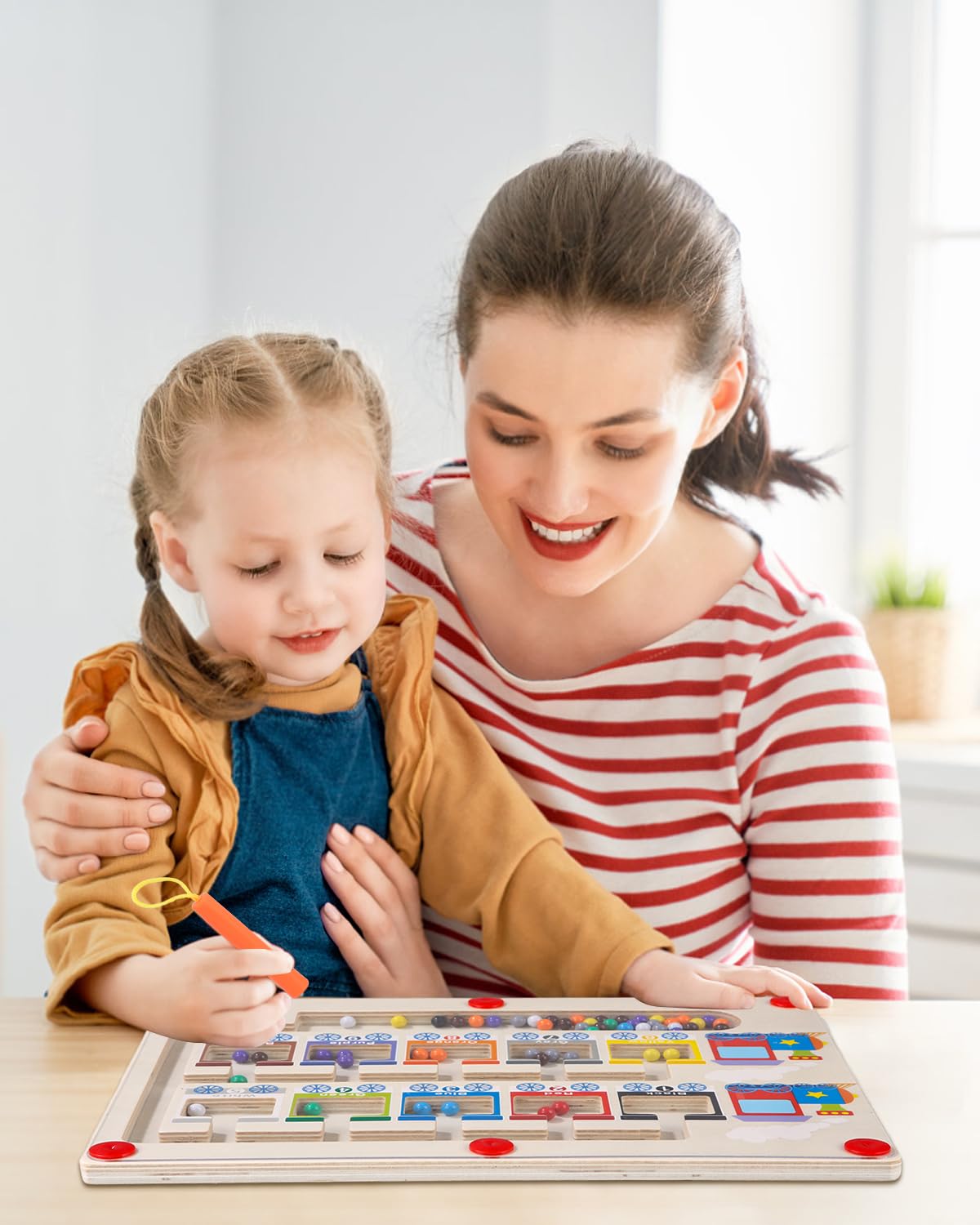 Magnetyczny labirynt kolorów i cyfr,drewniane zabawki Montessori,zabawka edukacyjna dla dzieci,Motor umiejętności zabawki prezenty dla dziewcząt chłopców,zabawka dla dzieci w wieku 3, 4, 5 6 lat