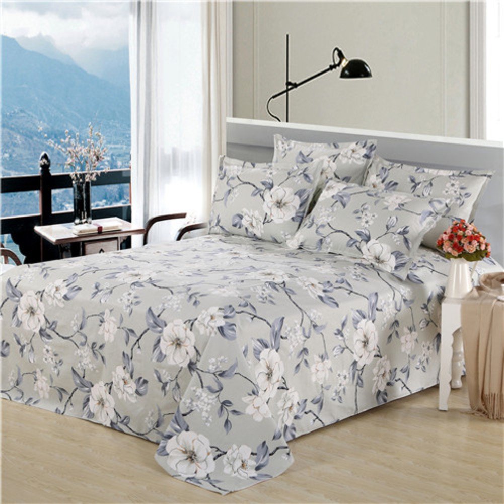 Drap de lit en coton grossier 230x235cm style champêtre pour chambre à coucher