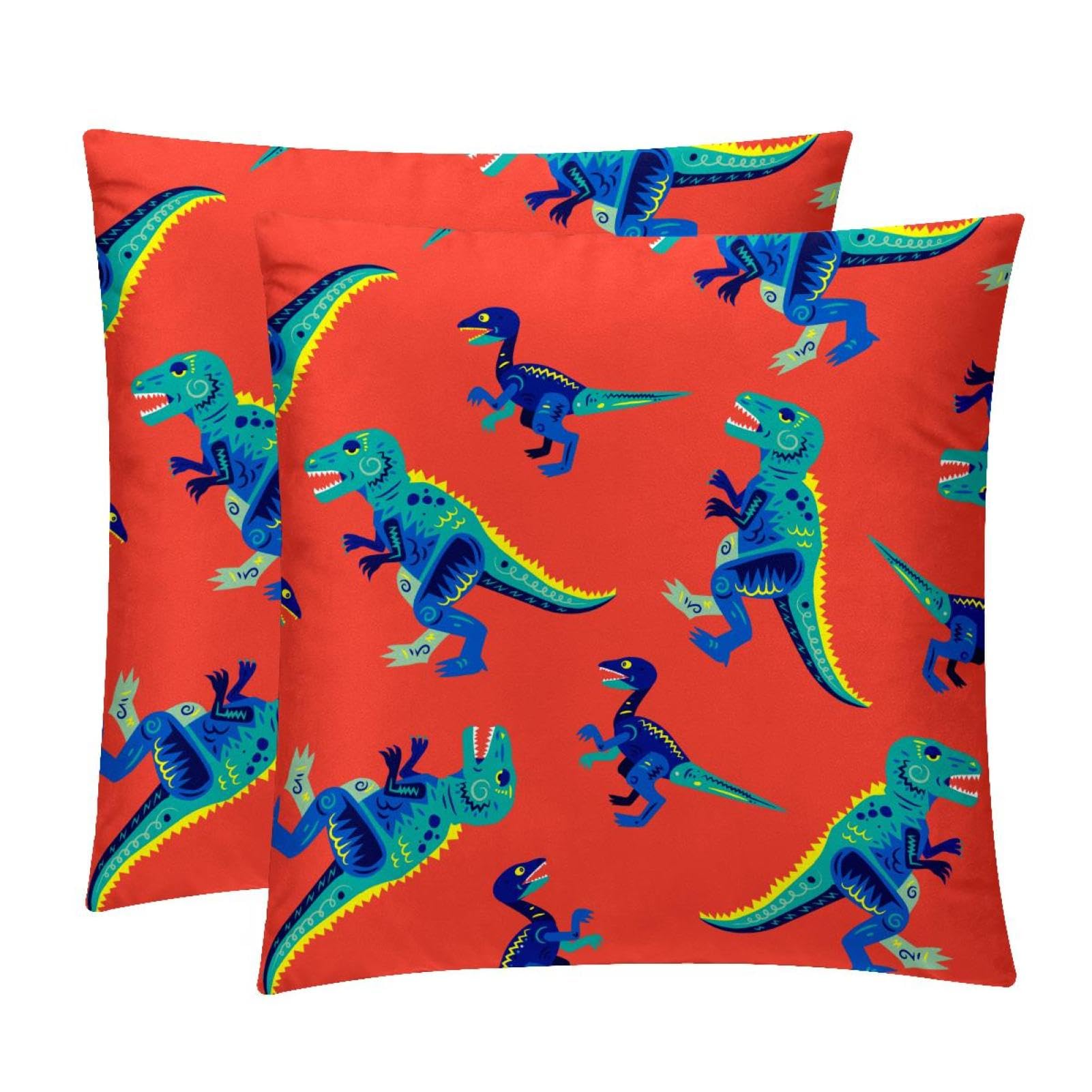 TDGKPZ Blue Dinosaur Throw Pillow Covers 2 Pack Cushion Cases Decorative Pillow Cases Home Decor 45x45cm