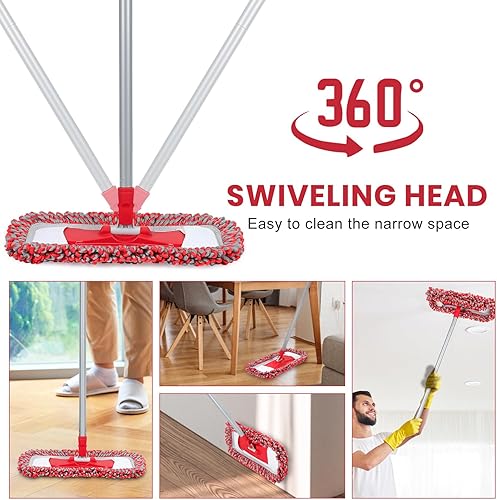 Miniatura 3 de MAVRIZ Trapeadores antipolvo para suelos de madera dura, lavable en húmedo y seco, con mango largo de 58 pulgadas, mopa de microfibra para suelos