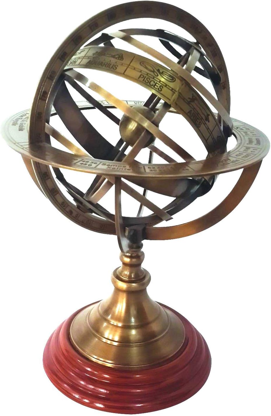 Medieval Replicas 12" Nautical Brass Armillary Sphere World Globe Rosewood Base Home Decor