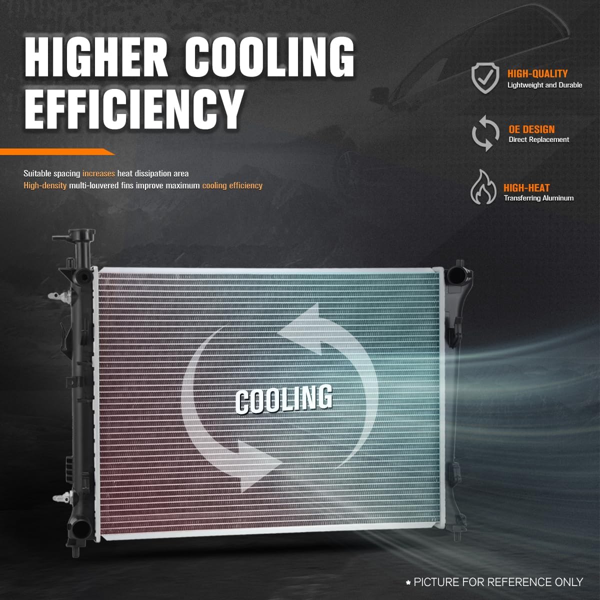 DPI-13133 Factory Style 1-Row Aluminum Core Cooling Radiator Compatible with 10-13 Forte/Forte5 2.0L 2.4L NA