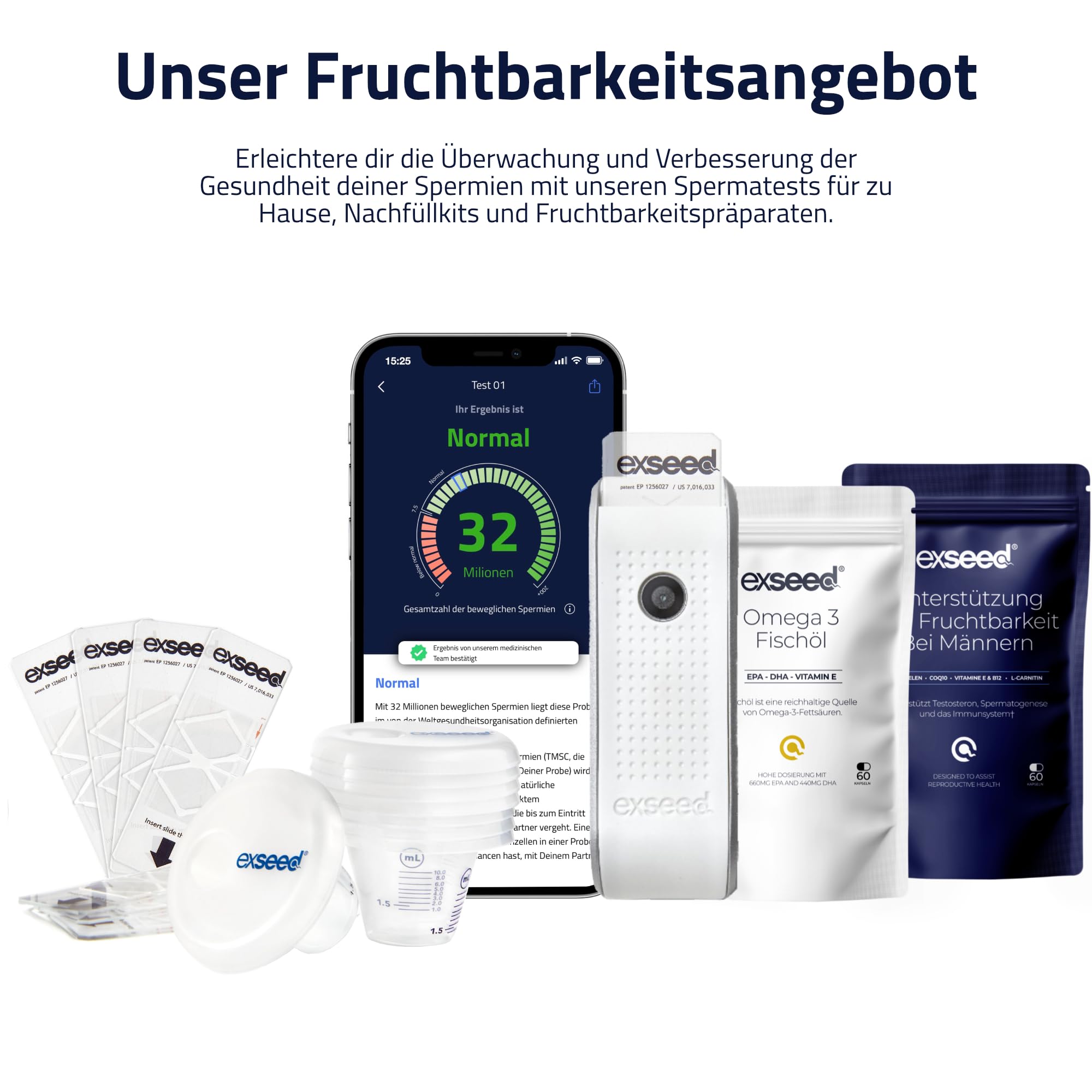 Health - Spermatest für zu Hause - 2 Tests - Fruchtbarkeitskit für Männer - Spermienanzahl und Spermienvolumen bestimmen - Schnelles und einfaches Verfahren - Genaue Ergebnisse