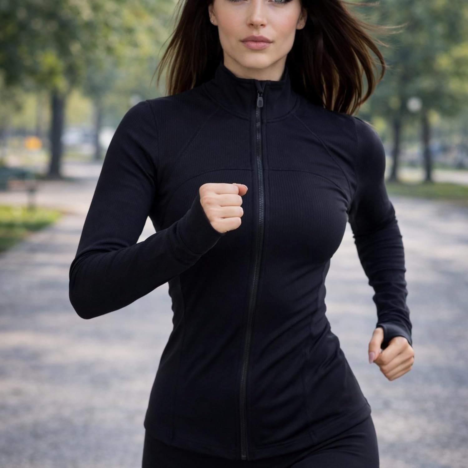 Women’s Yoga Jacket, Slim Fit Lightweight Zip-Up Active Jacket for Workout, Running & Everyday Wear - Image 3