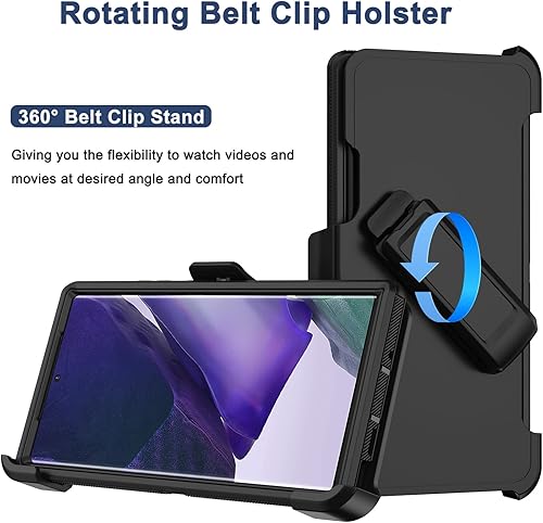 Miniatura 2 de Funda para Galaxy Note 20 Ultra con funda de clip para cinturón, 2 protectores de pantalla, grado militar, cuerpo completo, resistente, a prueba de