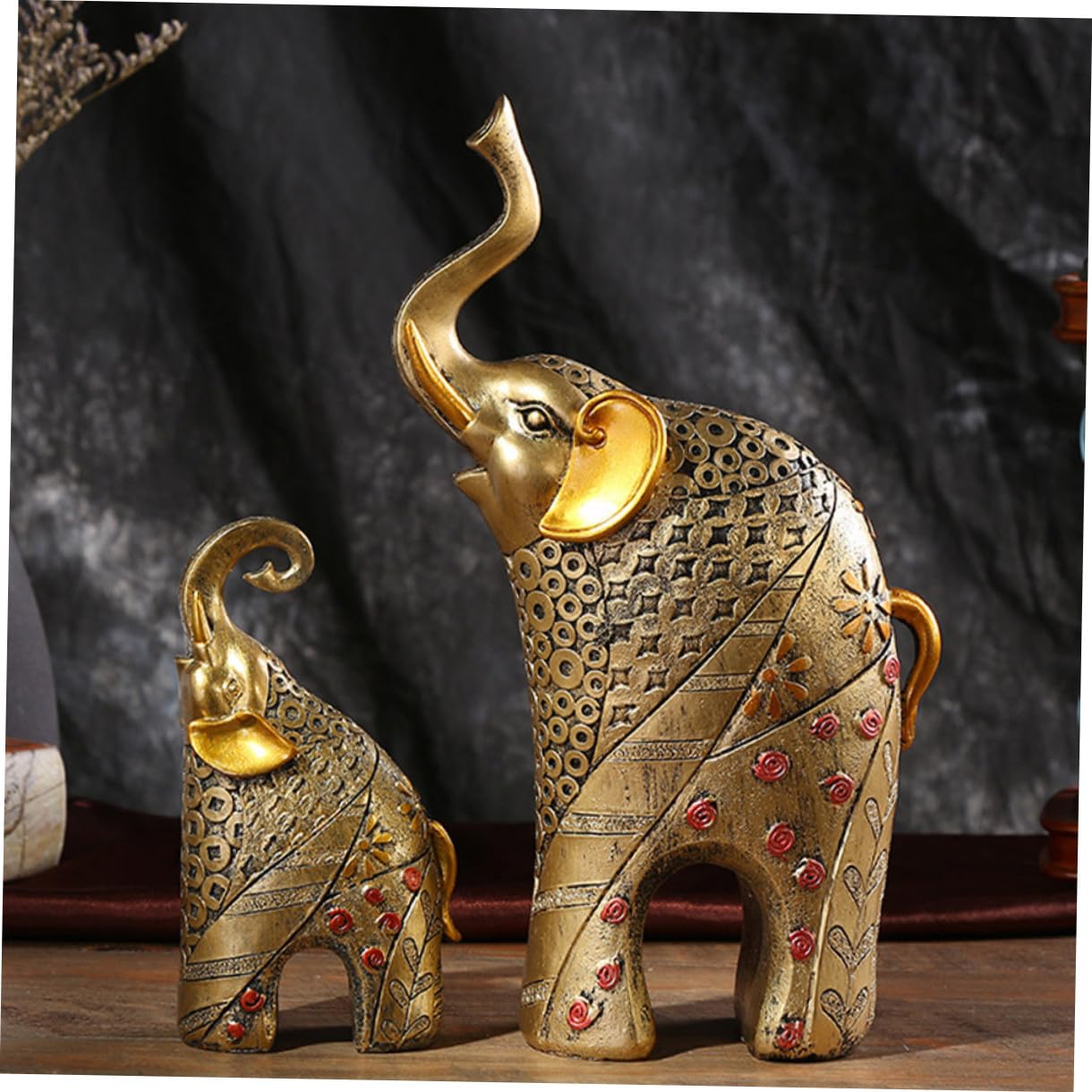 Ciieeo 2pezzi Statua di Elefante in Resina Scultura di Animale Decorazione da Tavolo per Casa Ornamento di Elefante Retro e Libreria