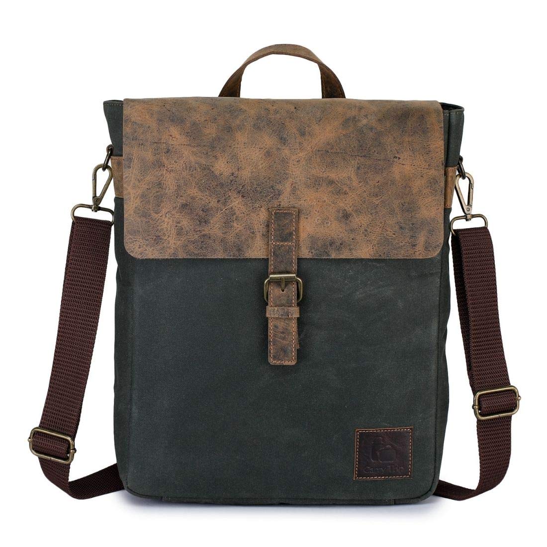 CARRY TRIP Mens Canvas with Leather Laptop Shoulder Cum Backpack Bag (1 Piece, Green) (B08L7XX8JV) Amazon Price History, Amazon Price Tracker