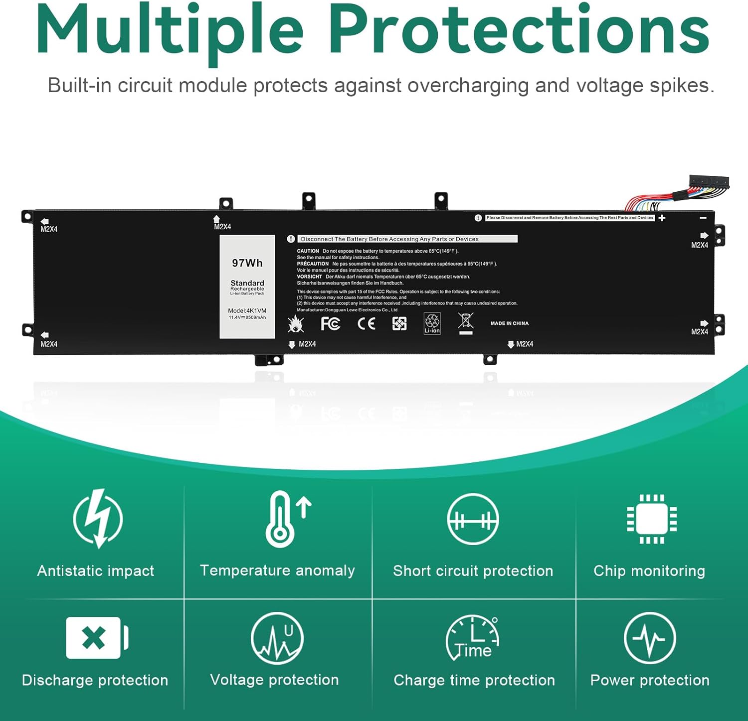 TREE.NB 97Wh 4K1VM Battery Replacement for Dell G7 17 7700 Series Notebook W62W6 0W62W6 9TM7D 09TM7D XYCW0 0XYCW0 V0GMT NCC3D 0NCC3D NYD3W 0NYD3W 6-Cell