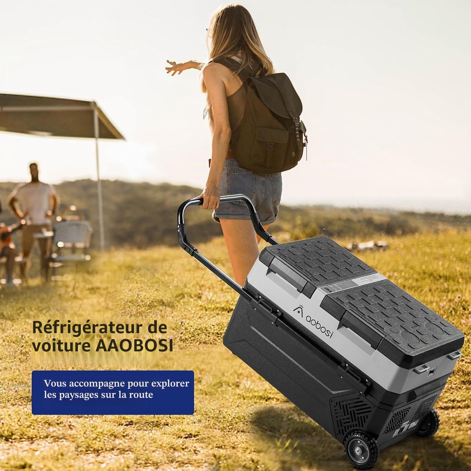 AAOBOSI Glacière compresseur, glacière de Voiture avec contrôle par Application, glacière pour Le Stockage des Boissons et des Aliments, de -20 °C à 20 °C, réfrigérateur de Voiture pour Voitures