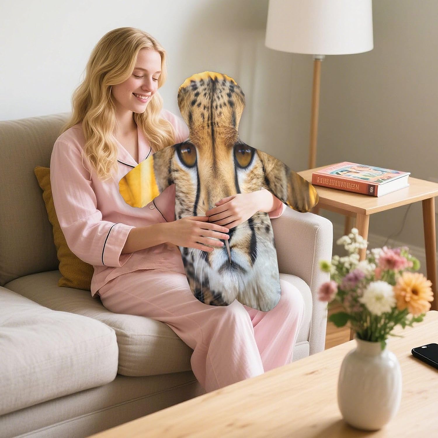 The Contemplative Tiger Human-Shaped Pillow Soft Body Pillows Washable Velvet Pillows for Anxiety Relief Sleeping Cuddling & Support