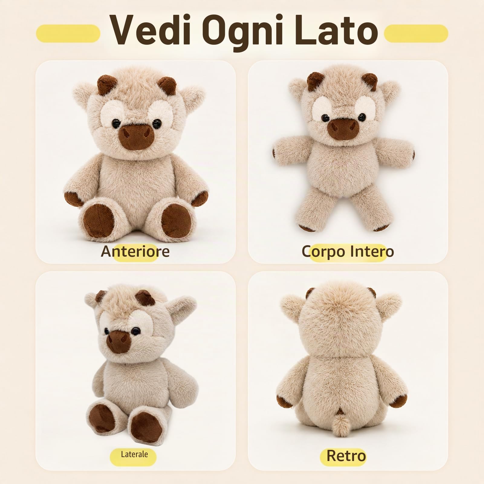 Peluche Mucca Che Corre,45 cm Adorabile Animale Peluche Muccas Pelosa,Pupazzo Che Corre,Running Highland Cow Peluches Mucche per Alleviare Lo Stress,Peluche Animali,Peluche Bambole