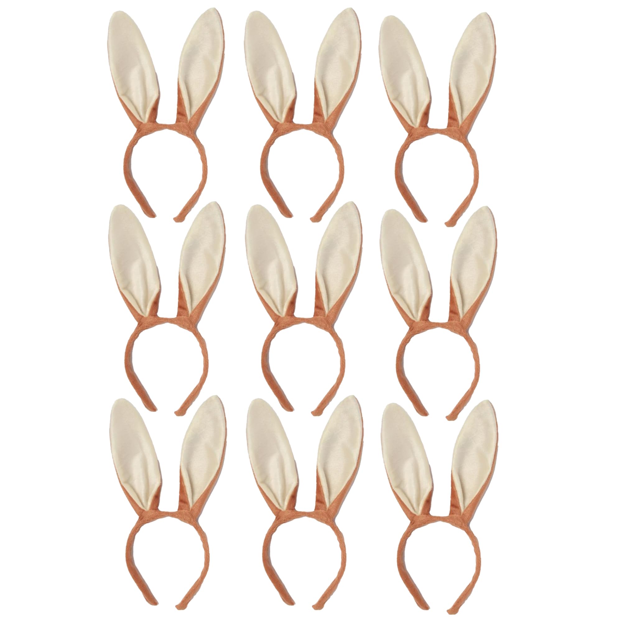 FUN FABLES Bendable Rabbit Ears Headband – Fluffy Bunny Ears for Adults – Easter, Fancy Dress, Cosplay & Animal Costume Accessory (9, Brown, One Size)