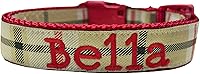 Vista 15 de Juego de collar de perro personalizado, collar de perro a cuadros y correa, collares de perro de tartán para niñas y niños para perros pequeños, rojo