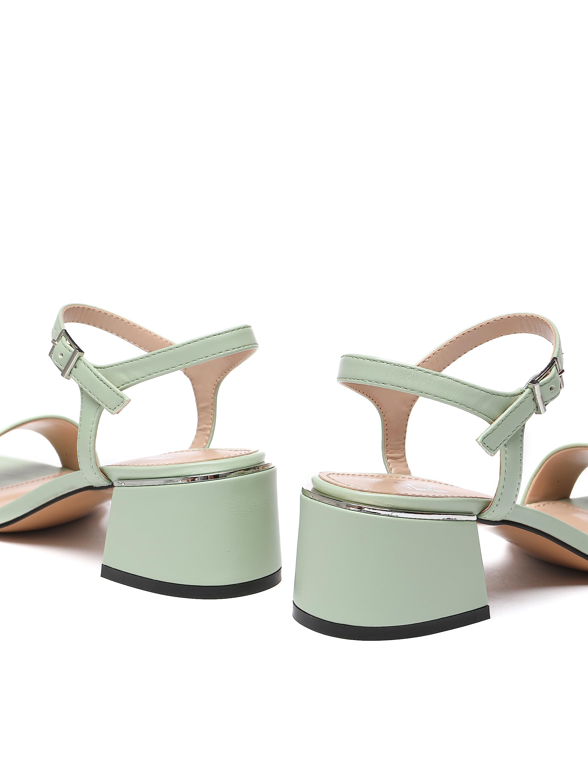 Sandalias de tacón, Sandalias con tiras, Beige, Nude, 5 cm Tacón Bloque, Imitación de Cuero, Sandalia con Correa De Tobillo, C553-K1781-13