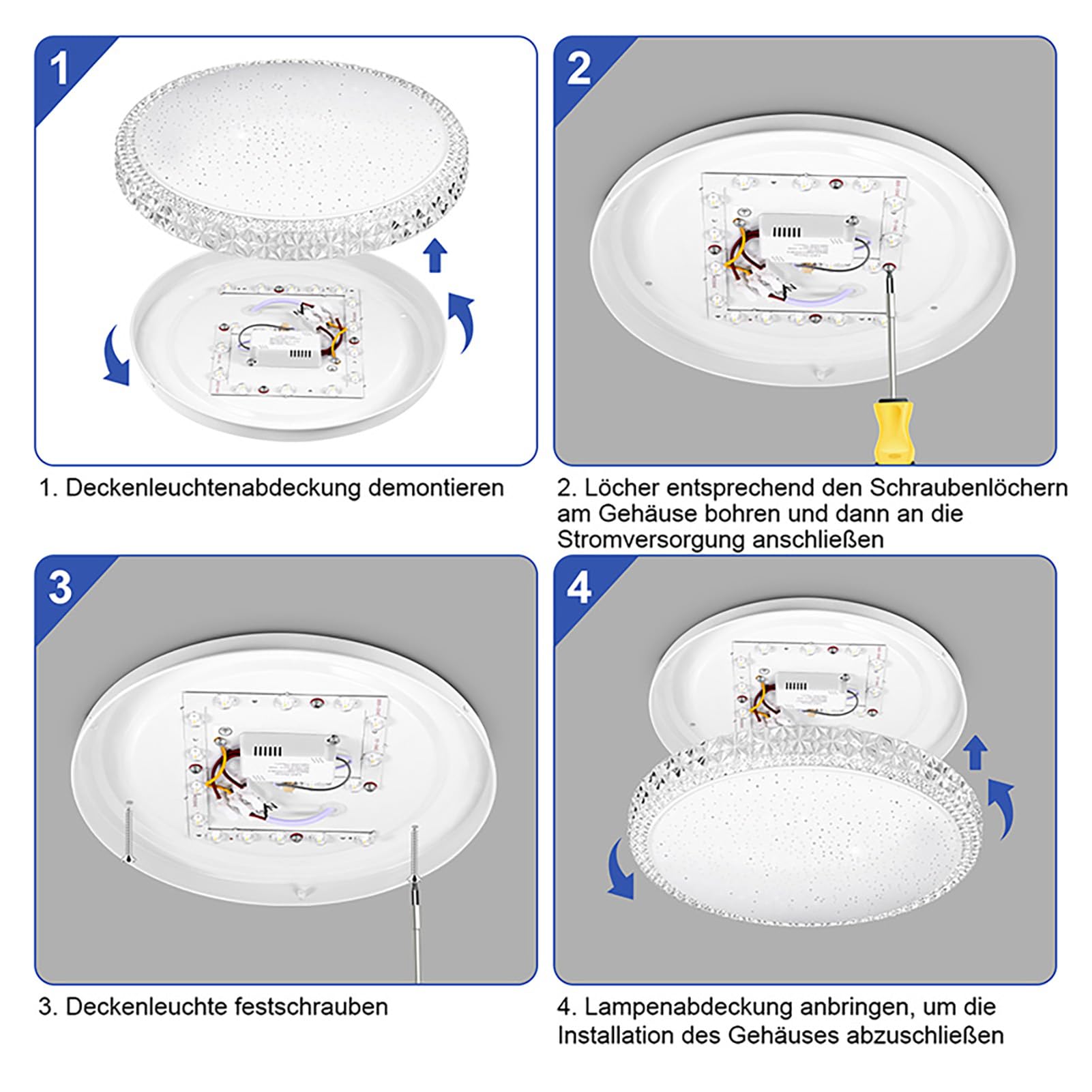 Plafoniera LED Soffitto 18W, 6500K Bianco Fredda Lampada da Soffitto, 1800LM Lampadario Moderno, Ø29cm Plafoniera LED Rotonda, Lampada per Camera da Letto Cucina Soggiorno Balcone Ufficio