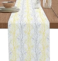 Vista 1 de Camino de mesa Forest Branch de 36 pulgadas de largo, algodón y lino, bufandas de arpillera, cocina, cena, cafetería, decoración de mesa