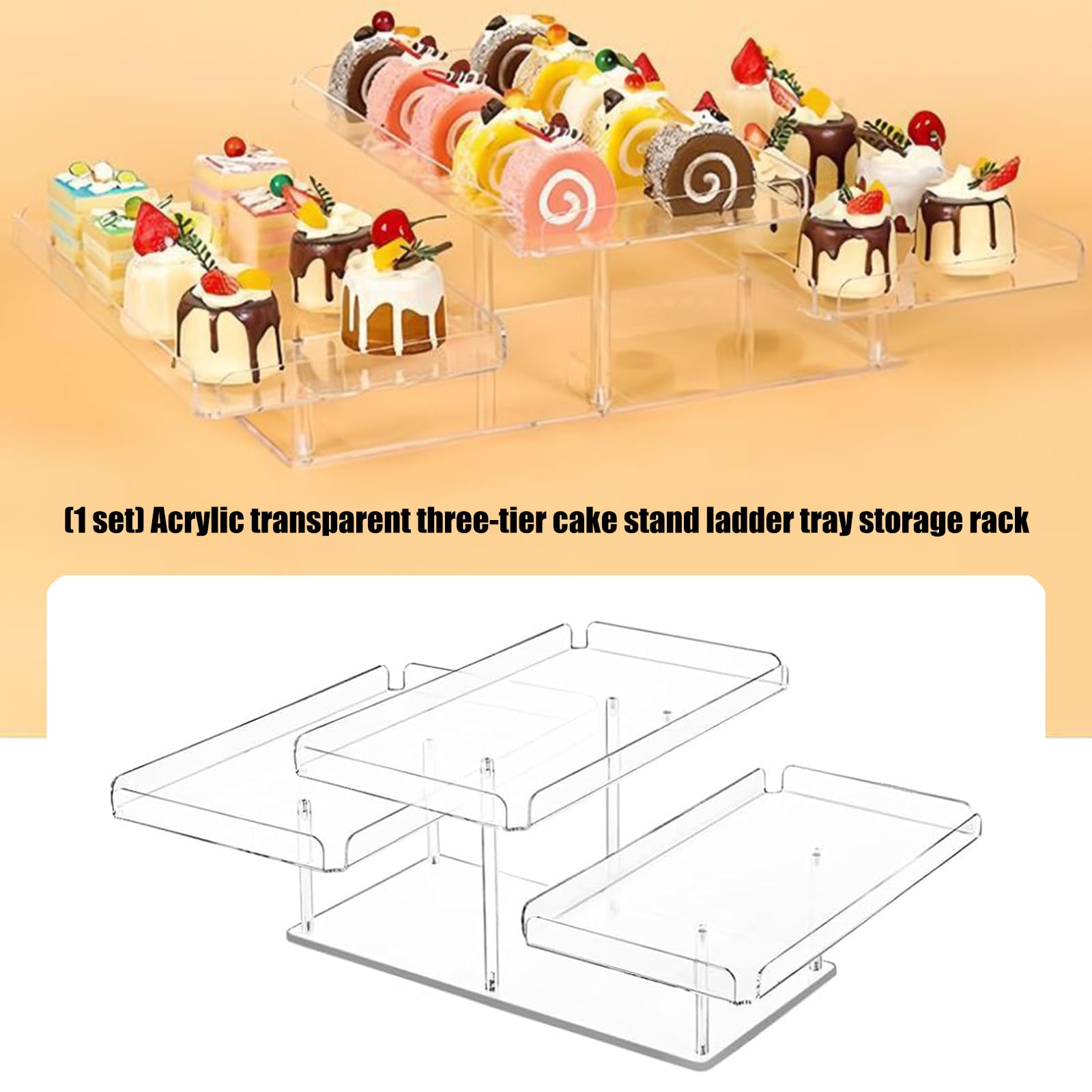 Moderna per Torte in Acrilico a 3 Livelli Scaffale Trasparente per Esposizione Dolci Forniture per Feste Piattaforma Servizio Stabile a più Strati Cucine domestiche Supporto per Torte