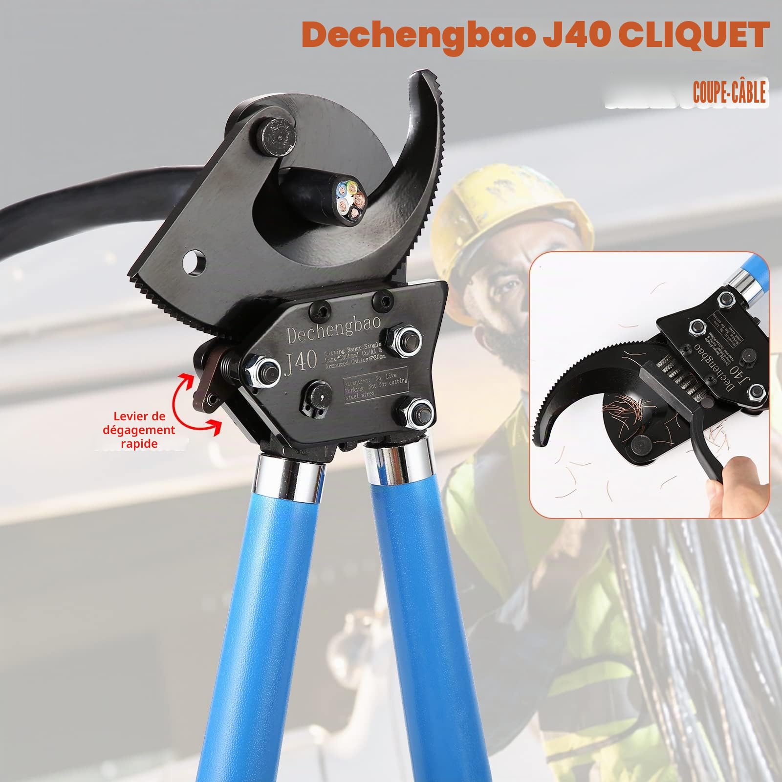 J40 Coupe-fil robuste pour câble en aluminium et cuivre jusqu'à 400 mm²