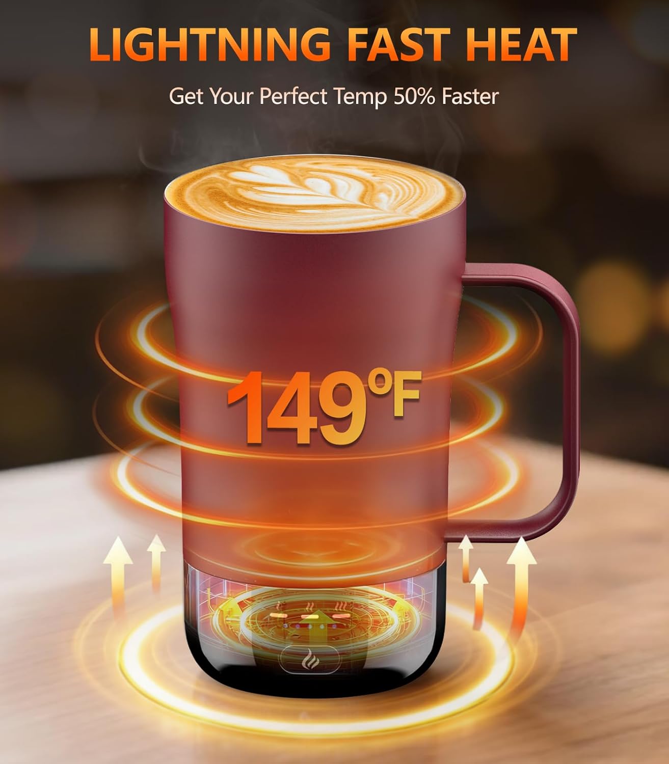 Self-Heating Coffee Mug, 14oz Heated Coffee Mug - Rechargeable Temperature Control Coffee Mug Keep Coffee Hot, Smart Mug Great Gift for Coffee Lovers & Slow Sippers - Image 3