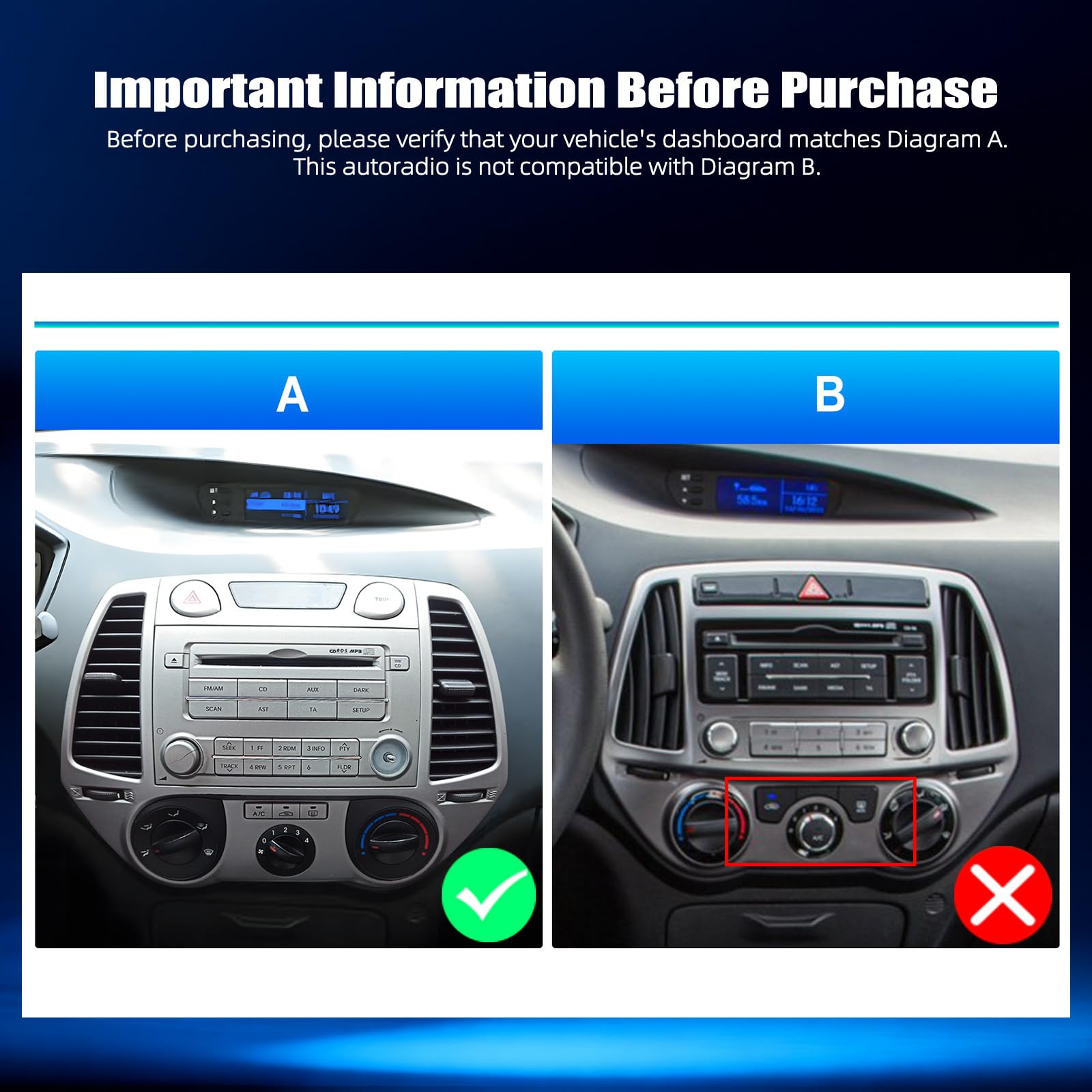 CIVDW 9 Zoll Bildschirm Android 11 Auto Stereo für Hyundai i20 2015 ~ 2019 Eingebaute Carplay Auto Unterstützung Sprachsteuerung/Bluetooth 5G WiFi FM AM Radio/Mirror Link/GPS Navigation SWC