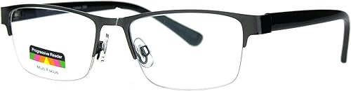 Gafas de lectura progresivas de enfoque múltiple 3 poderes en 1 lector rectángulo medio borde