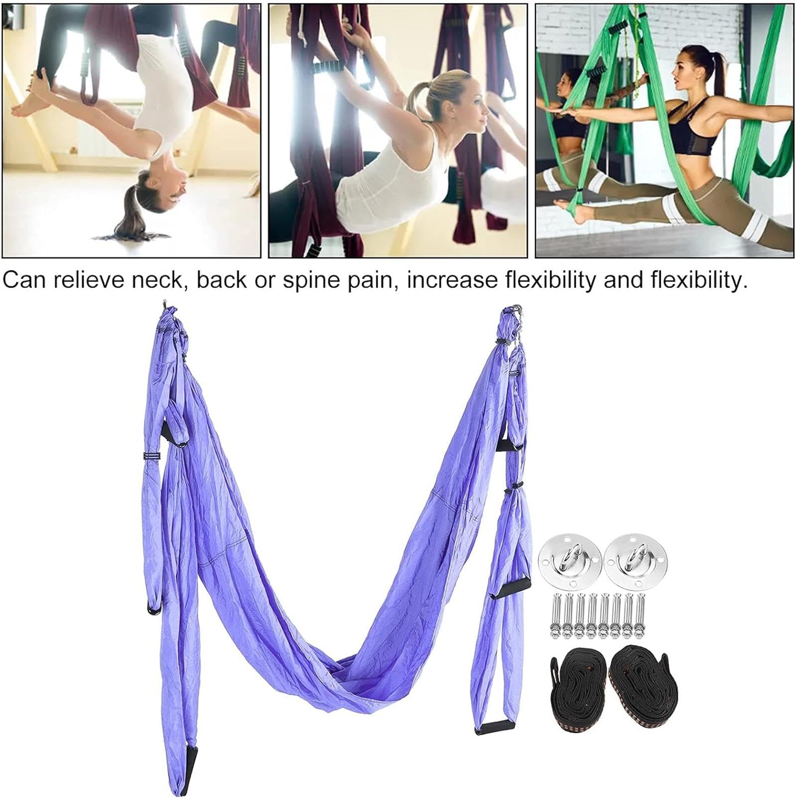 Luft-Yoga,Yoga Hängematte Trapes,Nicht-elastische Luft-Yoga Zug-Seil,Yoga Inversion Hammock Schaukel,für Yoga,Pilates Anti-Schwerkraft, Montagezubehör enthalten,2