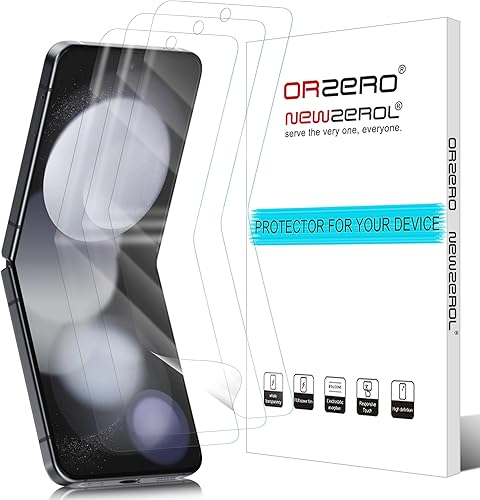 Orzero Paquete de 3 protectores de pantalla interiores compatibles con Samsung Galaxy Z Flip 5 5G, TPU suave de alta calidad de borde a borde HD,