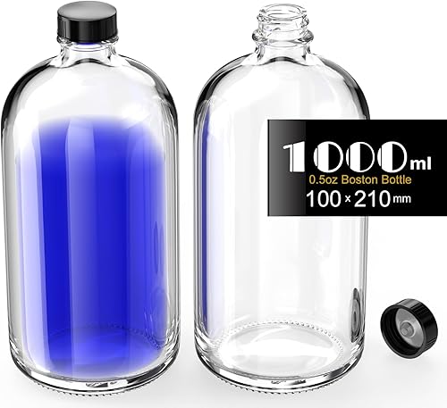 Miniatura 6 de ZHANXUBIO Botellas de vidrio ámbar de 2 onzas, 12 unidades, botellas redondas de muestra Boston de 2.1 fl oz con tapas de cono de polietileno negro,