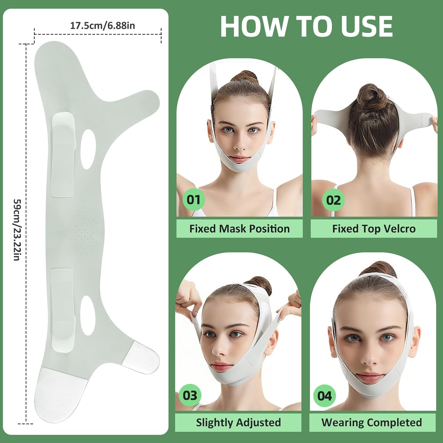 Reusable Facial Lifting Belt, V Line Lifting Mask with Chin Strap for Sleeping, Jaw Exerciser V-Shaped Double Chin Reducer, Jawline Shaper with Adjustable Straps - Image 6