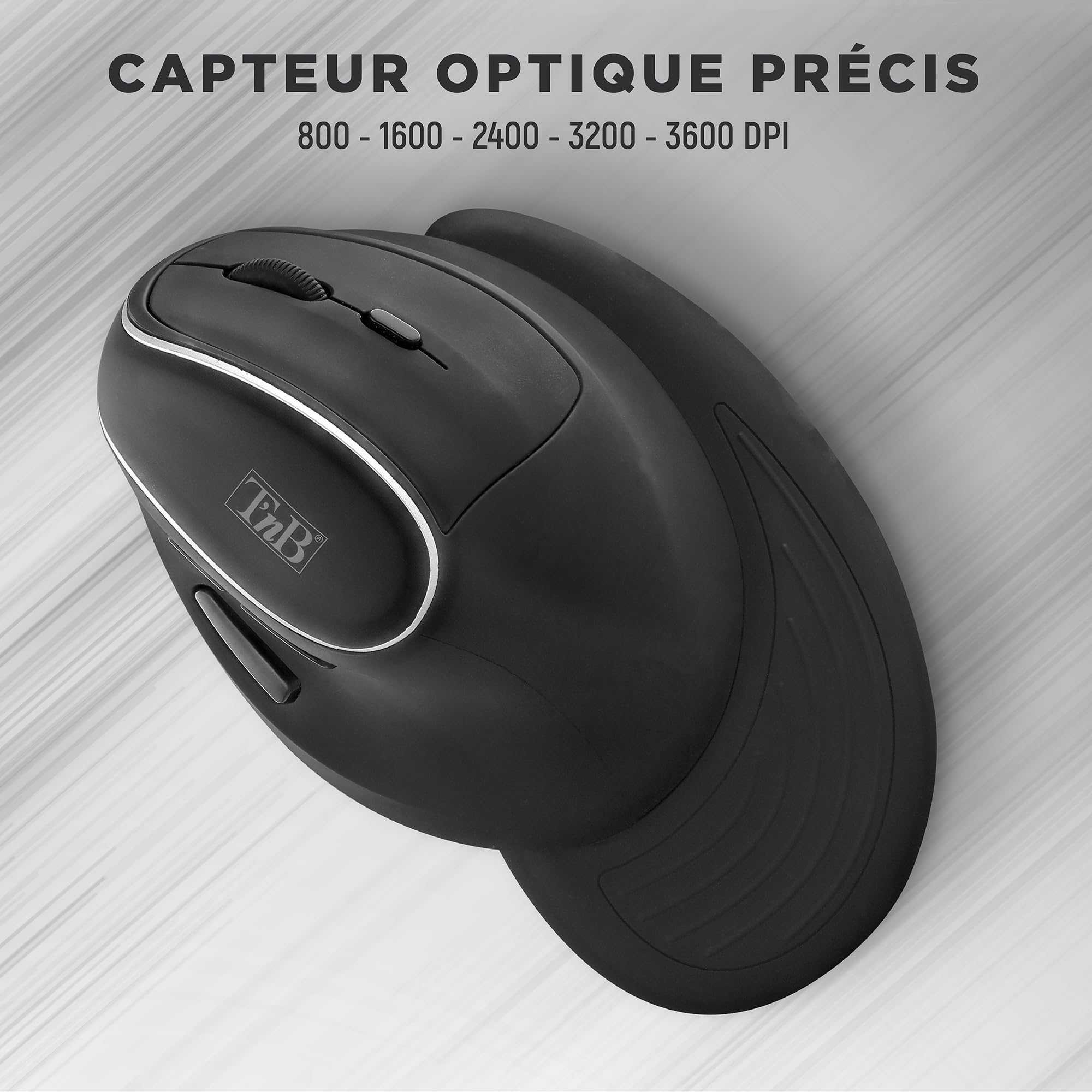 T'nB - Pionowa ergonomiczna bezprzewodowa mysz Bluetooth z możliwością ładowania, wygodna z odpinanym uchwytem na nadgarstek, idealna dla firm i komputerów, kompatybilna z Windows, MacOS, Linux