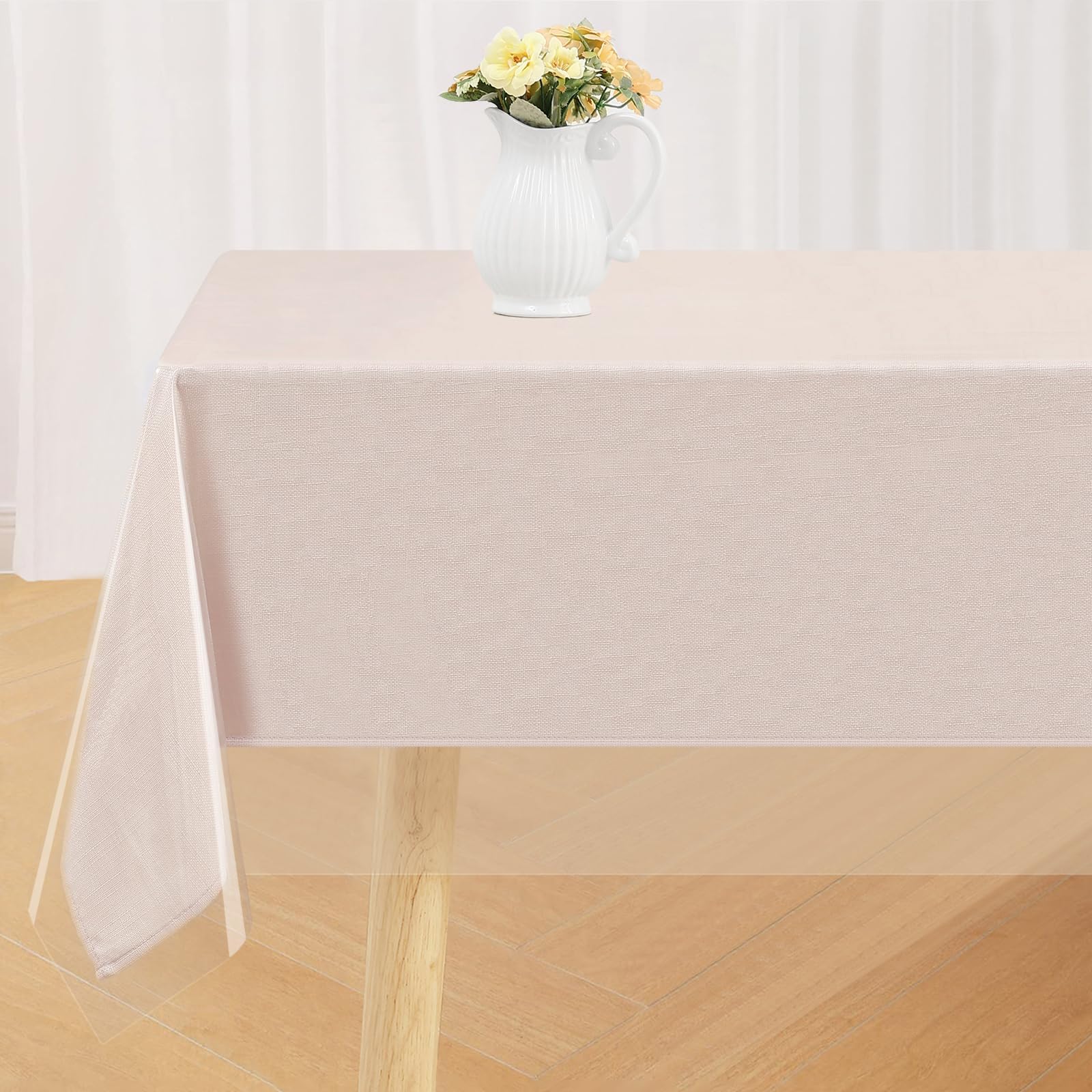 Smiry Square Table Cloth 60x60 Inch, Waterproof Wipeable Vinyl Tablecloths Protector, Oil Spill Proof Plastic Table Cover for Dining, Picnic, Camping, Outdoor, Clear