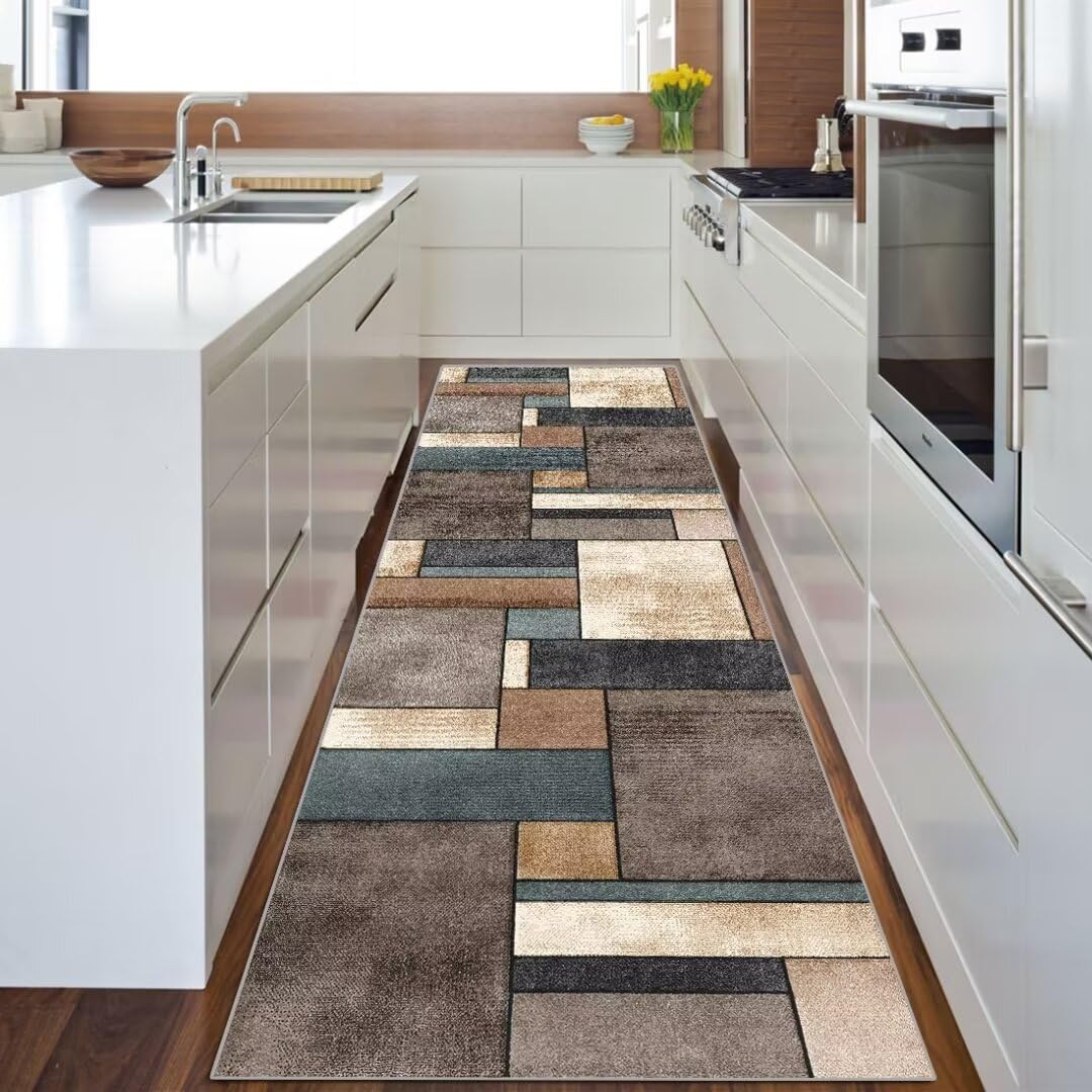 Tapis de Passage Couloir Cuisine Boho Long Vintage Classique 70x140cm Bohème au Metre Antidérapant Lavable Absorbant pour Salon Chambre Personnalisable