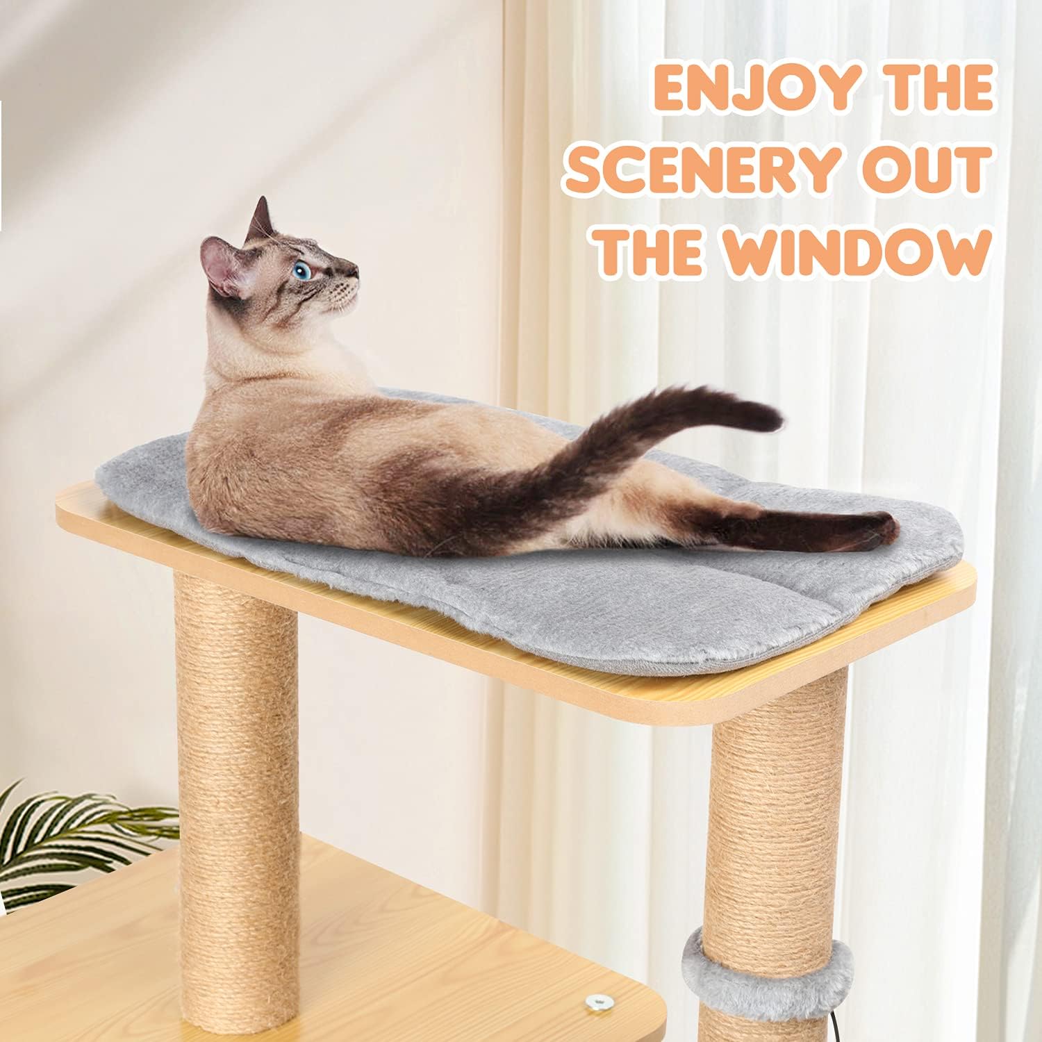 TOYSBOOM Modern Cat Tree for Large Cats - 45” Wood Cat Tower Furniture with Scratching Posts, Cat Condo and Top Perch, Cat Stand Climbing Activity Playground for Indoor Cats and Kittens : Pet Supplies